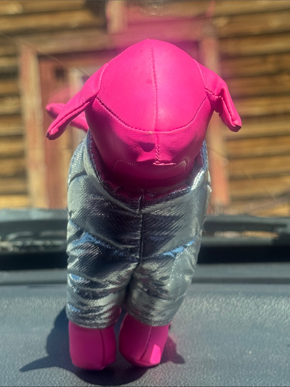 PINK Victoria's Secret Hot Pink Plush Dog with Silver Jacket